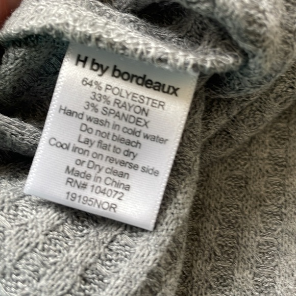 H BY BORDEAUX top Gray Waffle Knit Long Dolman Sleeve Pullover Knit - Picture 6 of 6